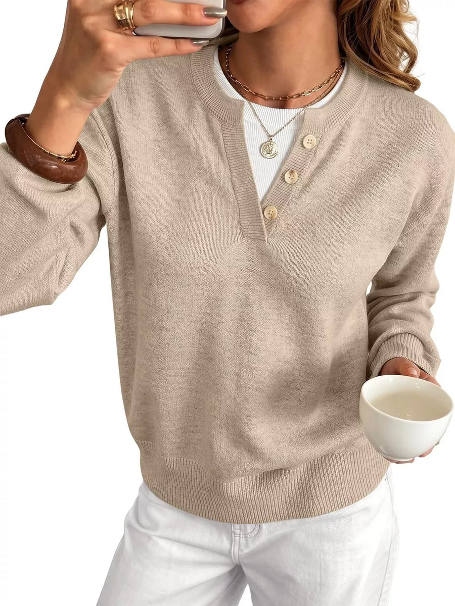 65% polyester, 30% viscose, 5% elastane Care instructions: Machine wash cold pullover sweater in Apricot with relaxed