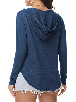 100% polyester Care instructions: Machine wash cold pullover hoodie in Purple with relaxed silhouette