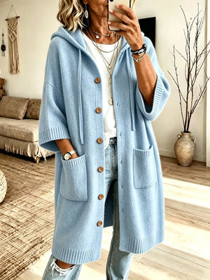 Sky Blue cardigan with buttoned and elbow sleeve