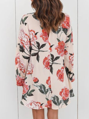 coral blouse featuring choker neck and floral