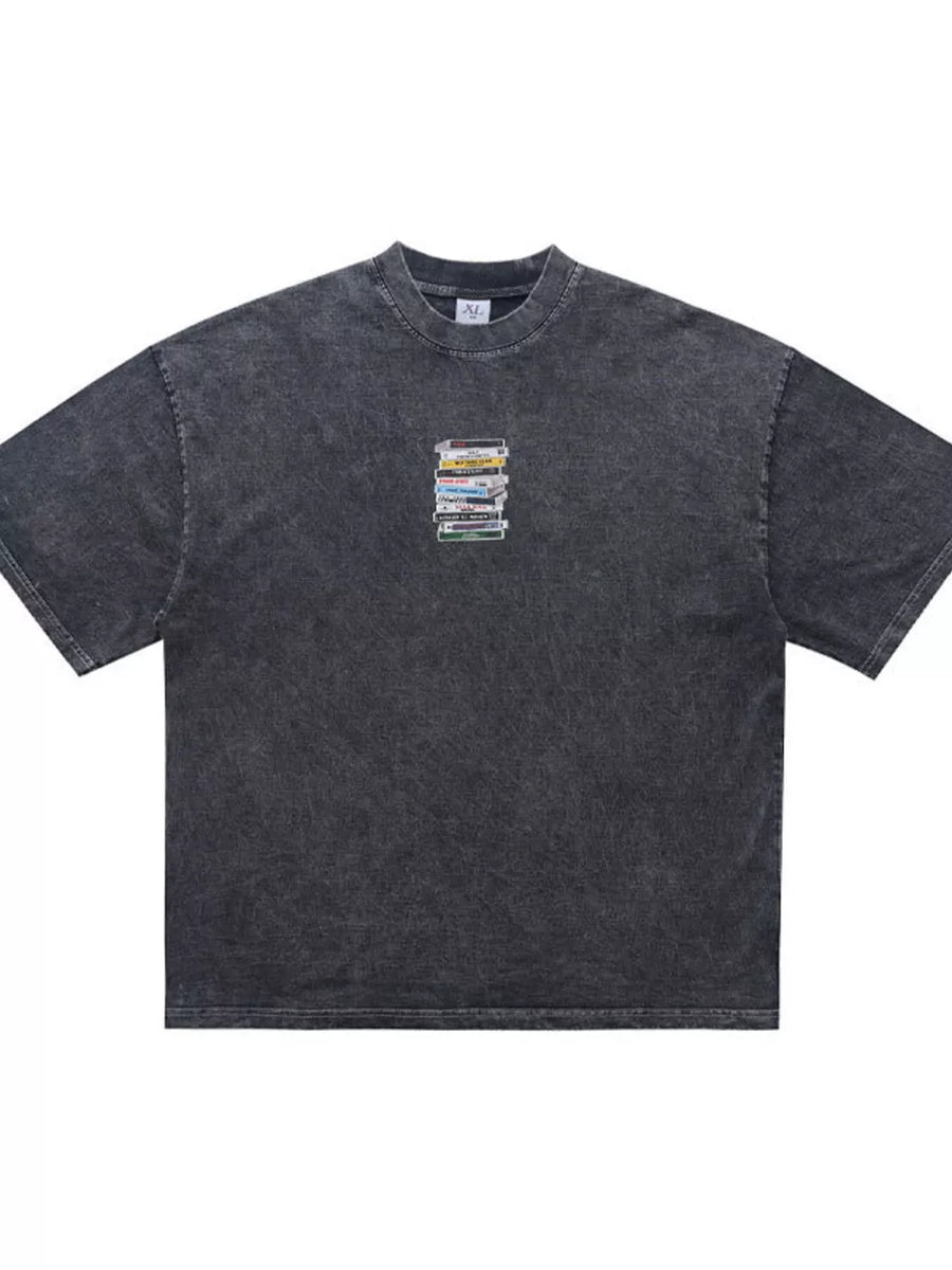 Men's Vintage Washed Cassette Tape T-shirt in French Blue