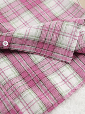 pajama set featuring plaid in white with 100% polyester Care instructions: Machine wash cold texture