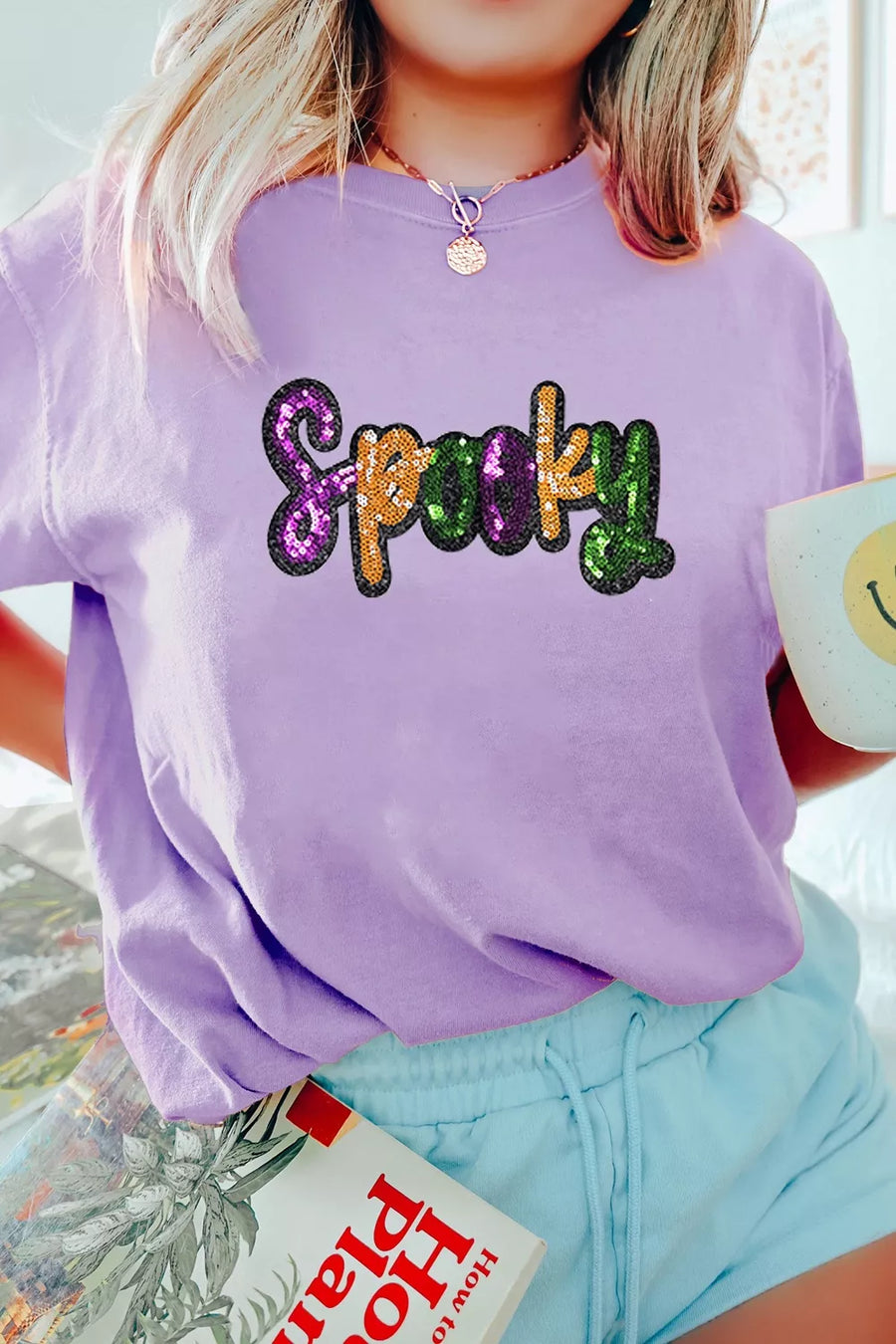 62% polyester, 32% cotton, 6% elastane Care instructions: Machine wash cold t-shirt in Lavender with relaxed silhouette