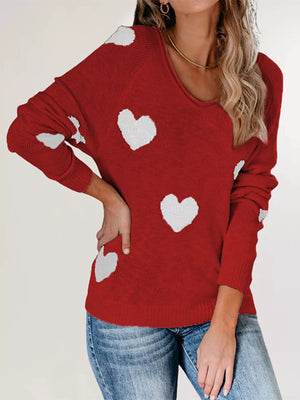 v-neck sweater in White with ribbed cuffs and hip-length