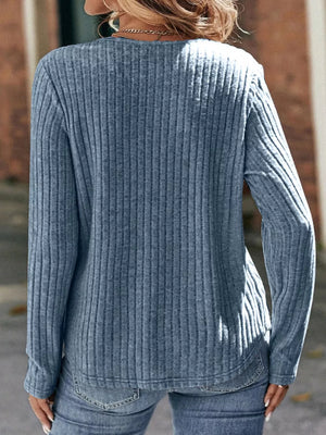 blouse in Cerise with ribbed and ribbed