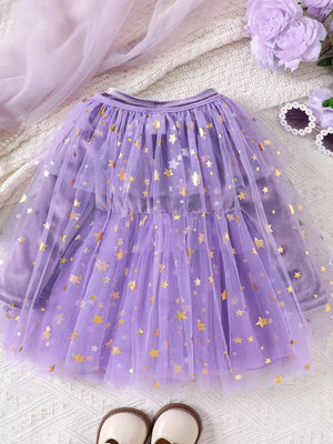 romantic dress in Light Purple with round neck