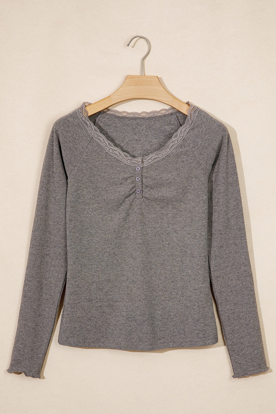 classic henley in charcoal gray with v-neck