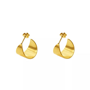 gold earrings with polished finish and not applicable