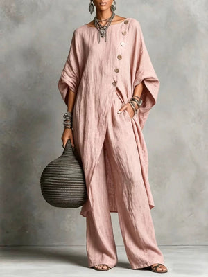 100% polyester Care instructions: Machine wash cold two-piece set in Green with relaxed silhouette