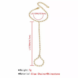 18k Gold-plated Alloy Rhinestone Bracelet With Ring in Silver