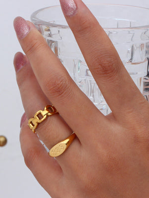 ring featuring numeric motif in gold with 18K Gold-Plated,Stainless Steel Care instructions: Avoid wearing during exercise