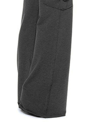 Black Cargo-Inspired Wide-Leg Drawstring Trousers