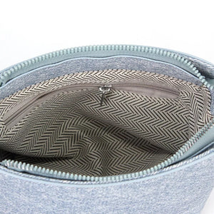 Canvas Mini Bucket Chest Bag in Pastel Blue with zipper closure
