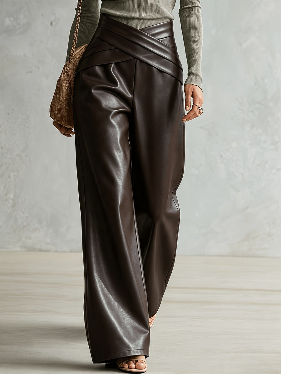 wide-leg pants in Army Green with seam detail and full-length