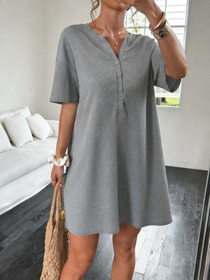 100% polyester Care instructions: Machine wash cold shirt dress in Grey with A-line silhouette