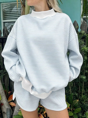 athleisure sweatshirt in ivory with mock neck