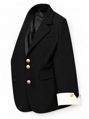 blazer in Ivory with buttoned and hip-length