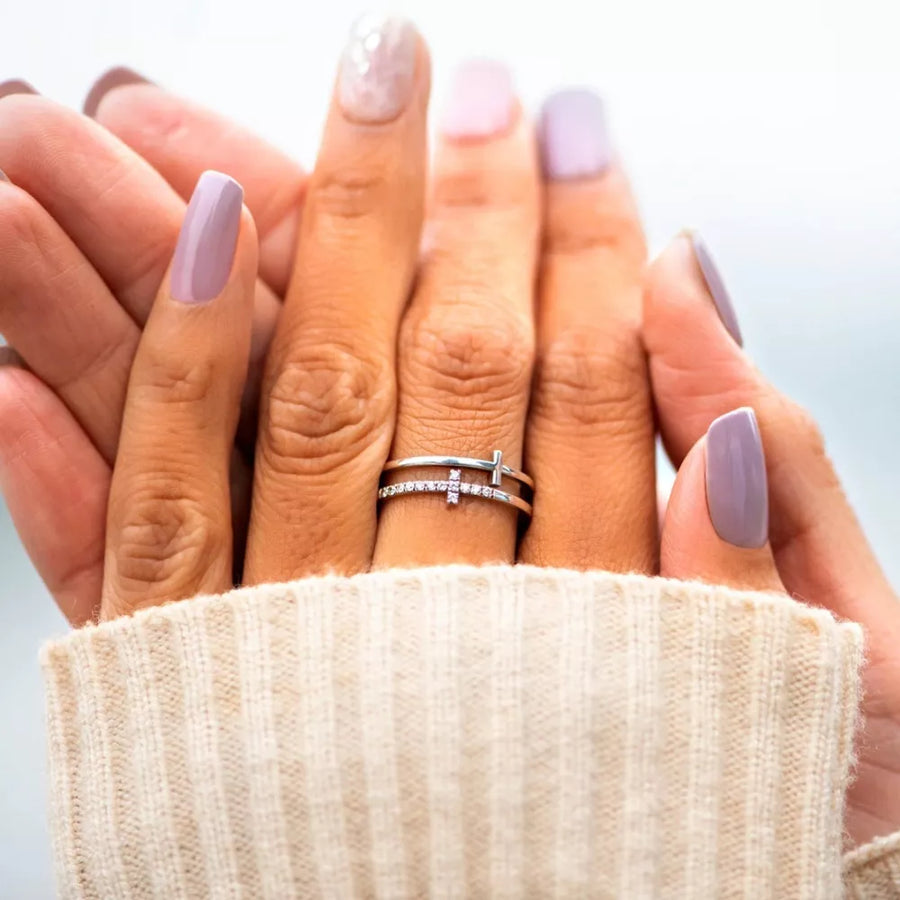 18K Rose Gold-Plated,18K Gold-Plated,925 sterling silver,Zircon Care instruction ring in Silver with fitted silhouette