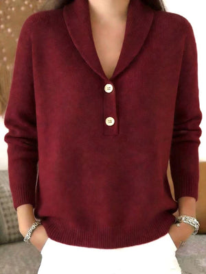 pullover sweater in White with buttoned and hip-length