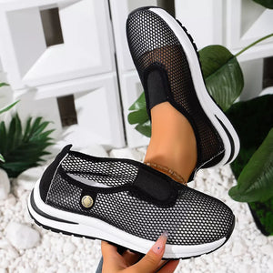 Breathable Mesh Slip-ons in Wine Red with mesh upper