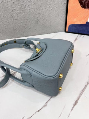 Gold-Tone Hardware Leather Crossbody Bag in teal