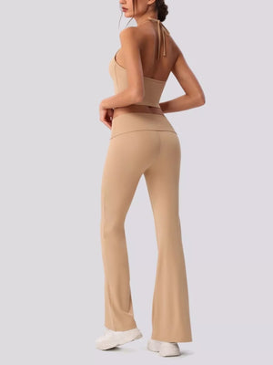 athleisure activewear set in Ivory with halter