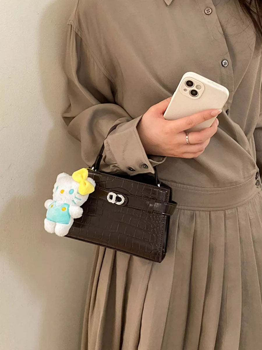 Brown with Crocodile Embossed Crossbody Bag