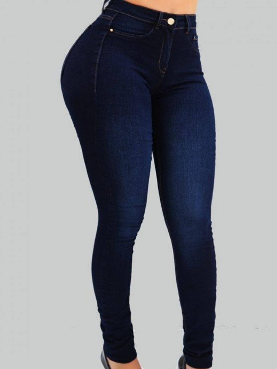 skinny jeans in navy blue featuring washed and fitted fit