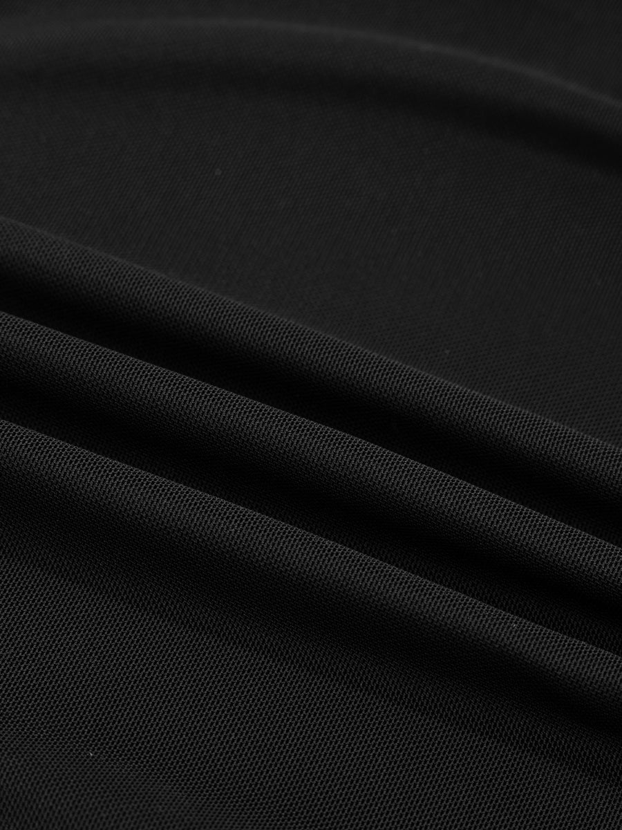 Black sheer mesh maternity shirt with a high neckline detail
