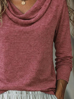 lavender relaxed t-shirt with cowl neck
