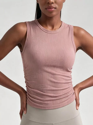 athletic tank featuring ribbed in Black with 100% polyester Care instructions: Machine wash cold texture