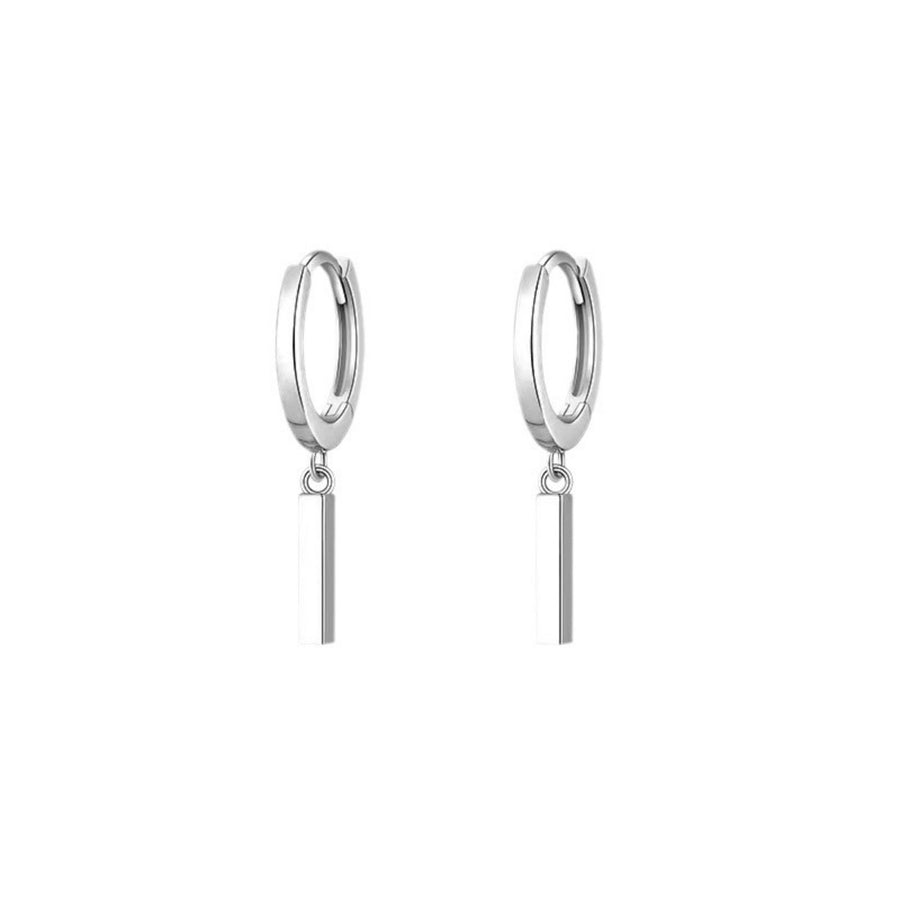 925 Sterling Silver Hoop Bar Earrings in rose gold with hoop