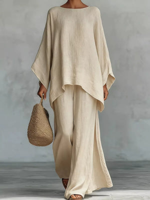 Khaki Color pants set with tunic-length and pullover