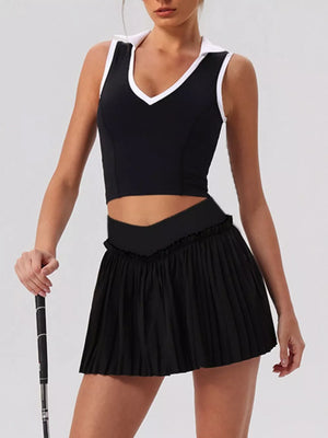 Pastel Yellow fitted activewear with v-neck