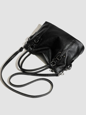 black with handbag with top handles