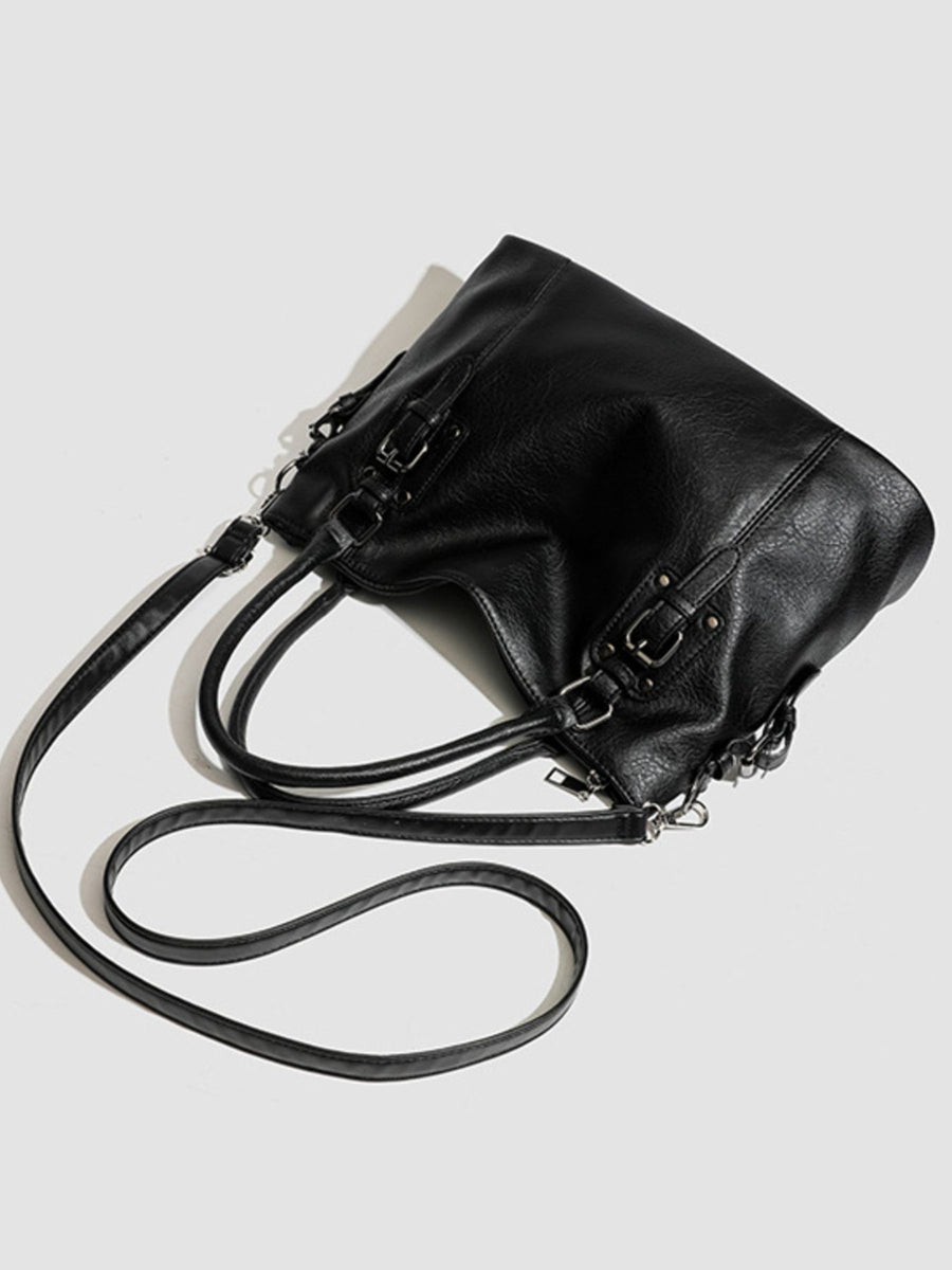 black with handbag with top handles