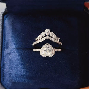 2 Carat 925 Sterling Silver Moissanite Ring Set in Silver