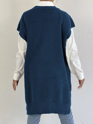Navy Blue oversized sweater vest with v-neck