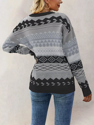 rust pullover sweater with dropped shoulder and long sleeve