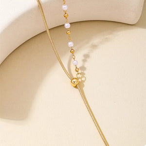 Synthetic Pearl,18K Gold-Plated,Alloy Care instructions: Avoid wearing during ex necklace in Golden with Y-drop silhouette