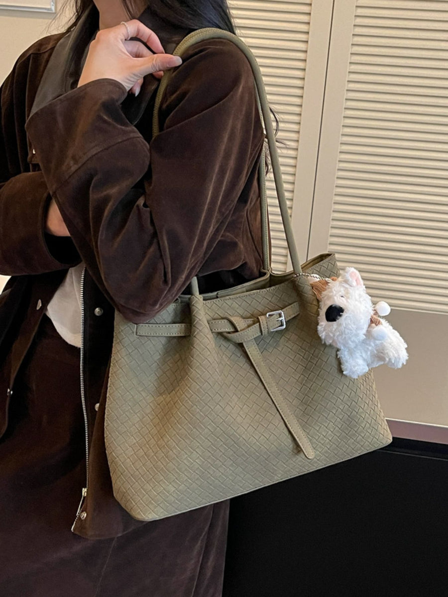 shoulder bag featuring geometric in sage green with PU Leather Imported Size & texture
