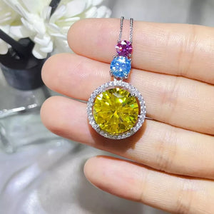 11.5 Carat Moissanite 925 Sterling Silver Necklace in yellow with moissanite stones
