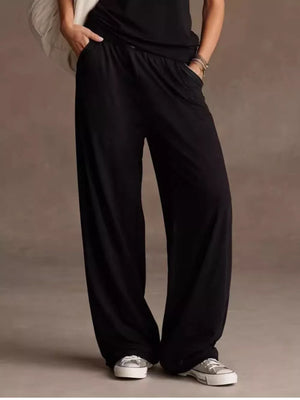 Sleeveless V-neck Tank And Wide-leg Pants Set in White with pocketed