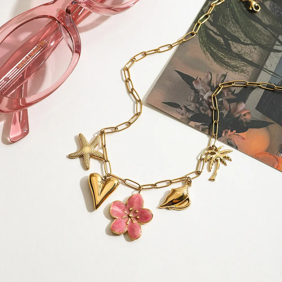 coastal necklace in pink with not applicable