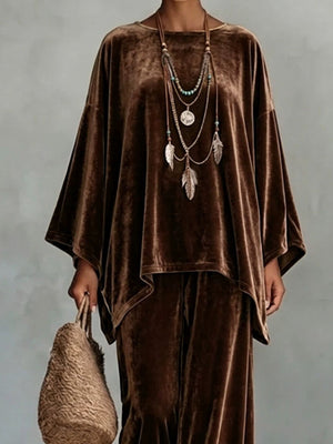 two-piece set in Olive with oversized and full-length