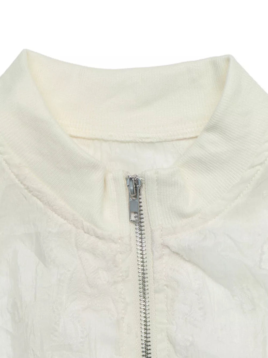 modern bomber jacket in Apricot with collared