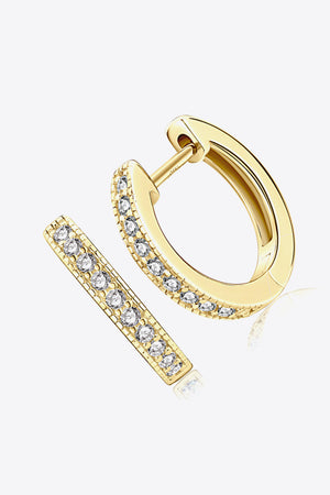 Gold pave-set huggie hoop earrings with clear stones