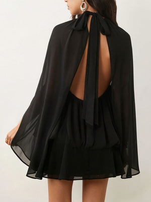 Black mini dress with mini and tie