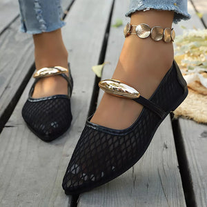 Mesh, Rubber Imported Size & flats in Brown with fitted silhouette
