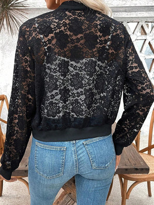 modern bomber jacket in Black with collared